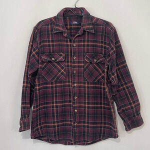 Five Brother Thick Flannel Shirt Mens Large TALL Red Plaid Lumberjack VINTAGE